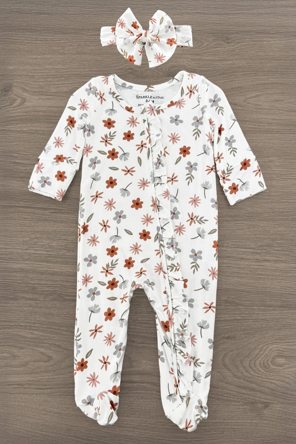 Bamboo Golden Petals Onesie | Sparkle in Pink