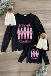 Mom & Me - "Let's Get Crackin'" Black Top - Sparkle in Pink