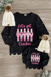 Mom & Me - "Let's Get Crackin'" Black Top - Sparkle in Pink
