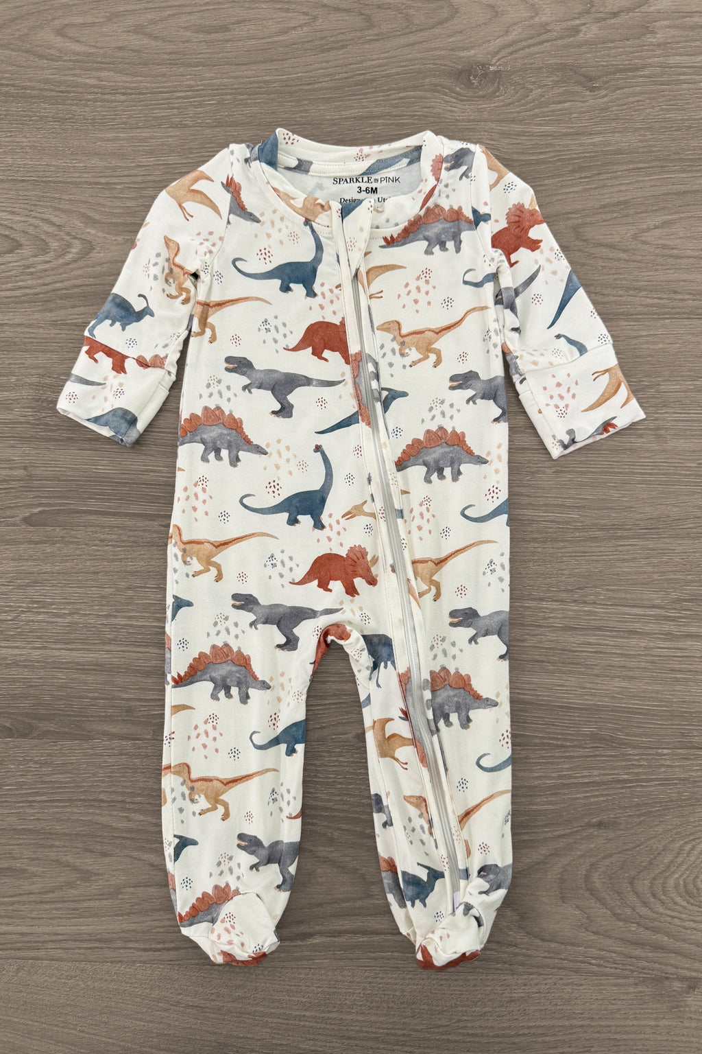 Bamboo Tiny Dino Onesie | Sparkle in Pink