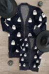 Mom & Me - Cozy Black Ghost Cardigan - Sparkle in Pink