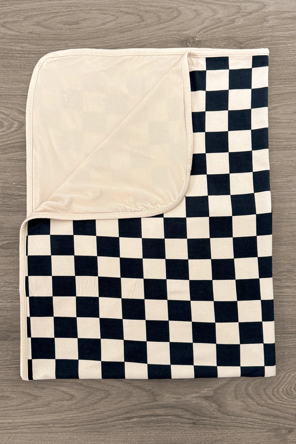 Bamboo Modern Checks Double Sided Blanket | Sparkle in Pink