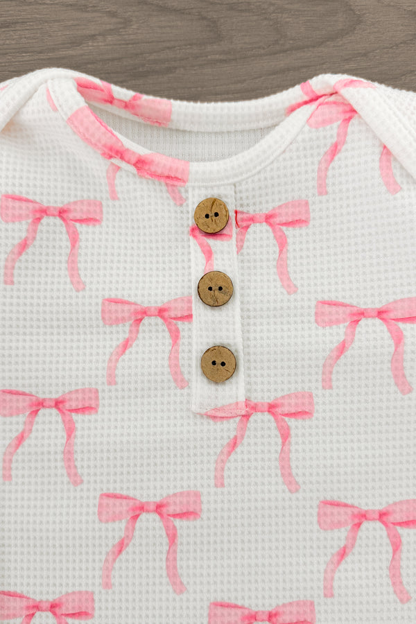 Mom & Me - Blushing Bows Waffle Knit Pajamas