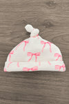 Newborn Baby Blushing Bows Waffle Knit Knot Gown & Hat Set | Sparkle in Pink