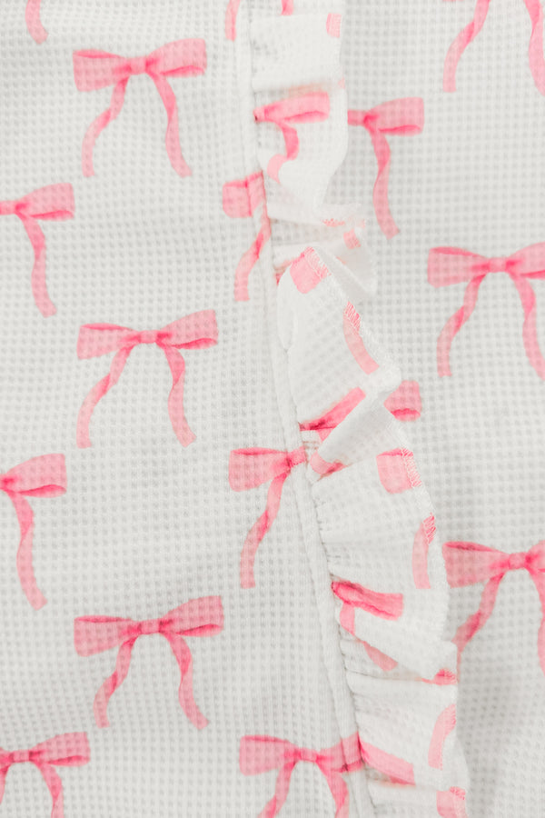 Mom & Me - Blushing Bows Waffle Knit Pajamas | Sparkle in Pink