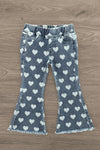 Heart Denim Bell Bottoms | Sparkle in Pink