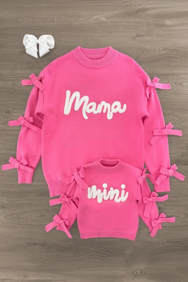 Mom & Me - "Mama & Mini" Pink Bow Sweater | Sparkle in Pink