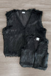 Mom & Me - Fuzzy Black Vest - Sparkle in Pink