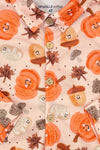 Autumn Long Sleeve Top - 6-12 Months - Cream long sleeve top with smiling orange pumpkins, brown acorns, and autumn leaves print.