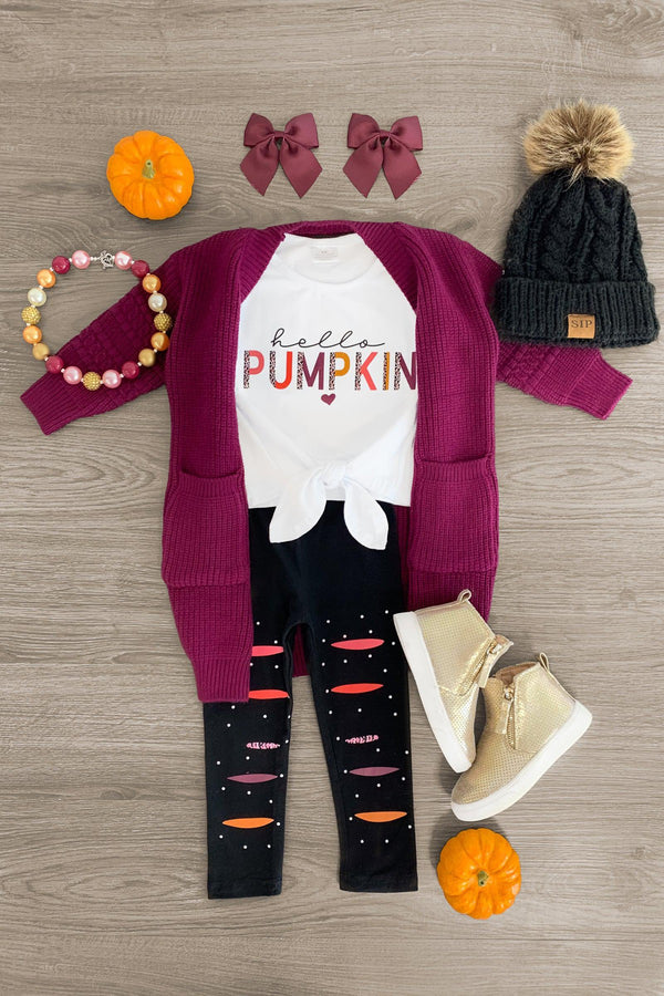 "Hello Pumpkin" Legging Set - Sparkle in Pink