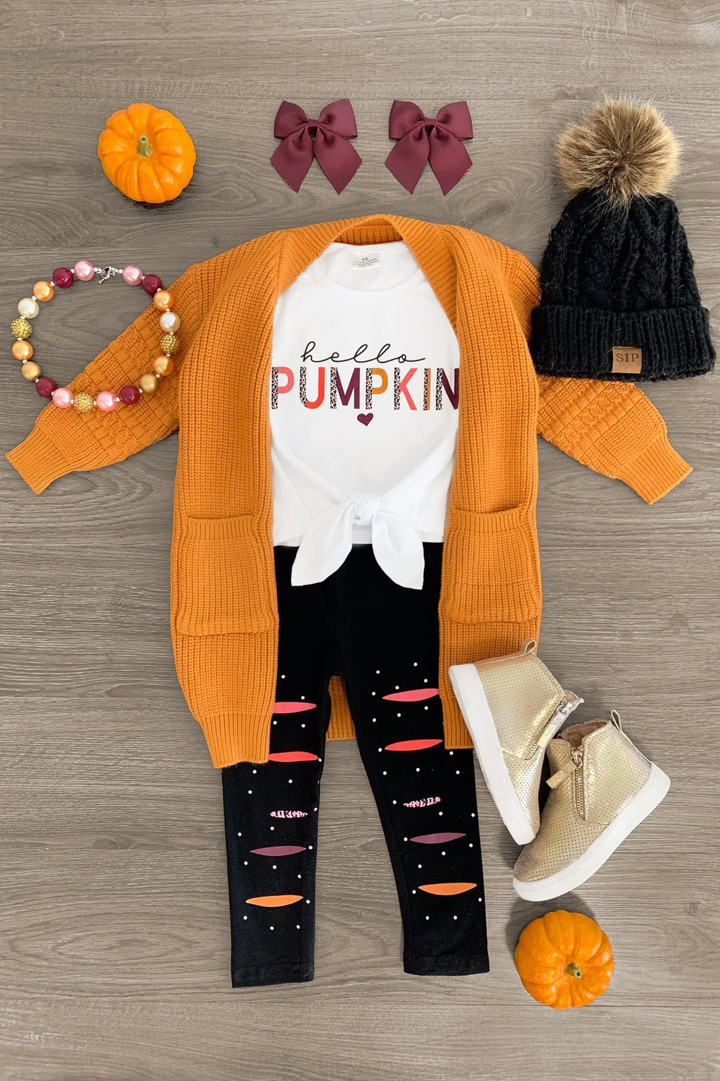 "Hello Pumpkin" Legging Set - Sparkle in Pink