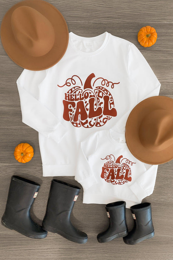 Mom & Me - "Hello Fall" White Long Sleeve Top - Sparkle in Pink