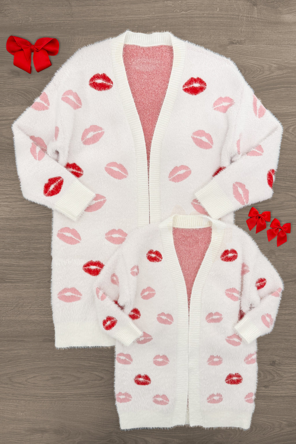 Mom & Me - Lipstick Kiss Cardigan | Sparkle in Pink