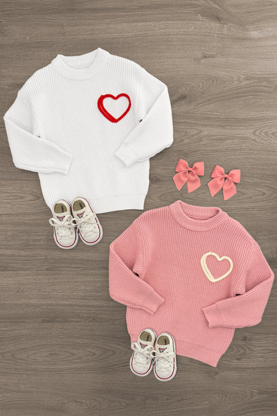 Heart Knit Sweater - Boy or Girl | Sparkle In Pink