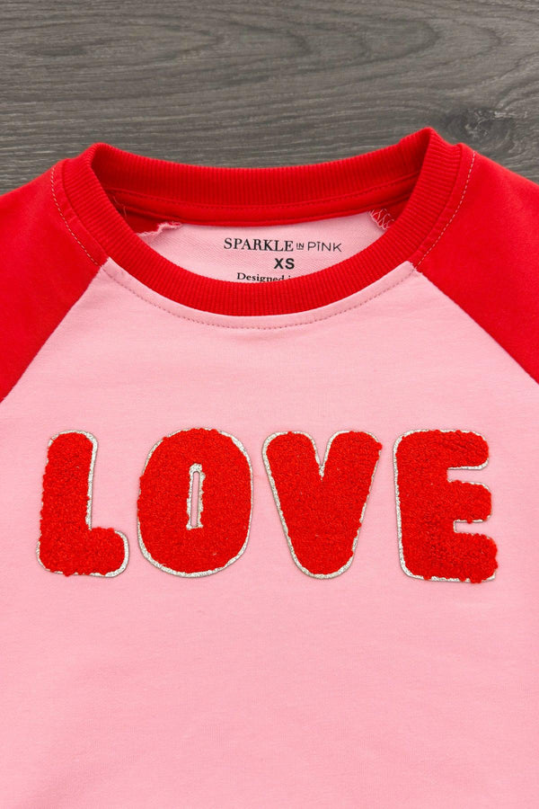Mom & Kid - "Love" Chenille Patch Top | Sparkle in Pink