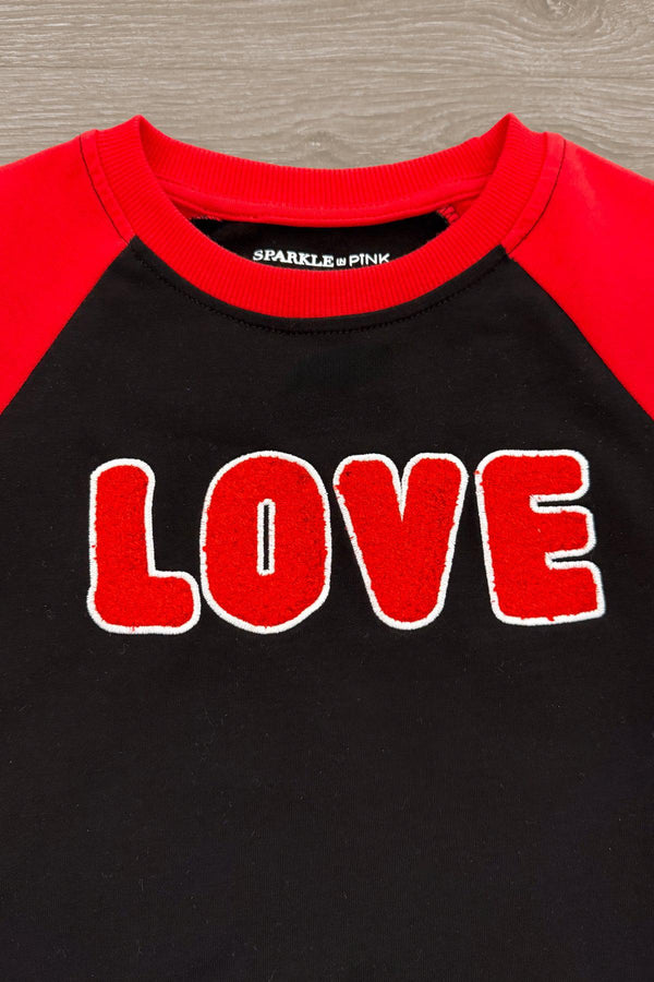 Mom & Kid - "Love" Chenille Patch Top | Sparkle in Pink