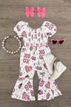 "XOXO" White & Pink Disco Jumpsuit | Sparkle in Pink