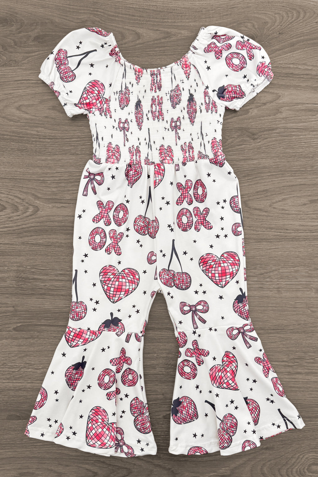 "XOXO" White & Pink Disco Jumpsuit | Sparkle in Pink