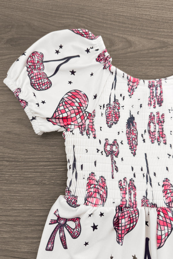 "XOXO" White & Pink Disco Jumpsuit | Sparkle in Pink