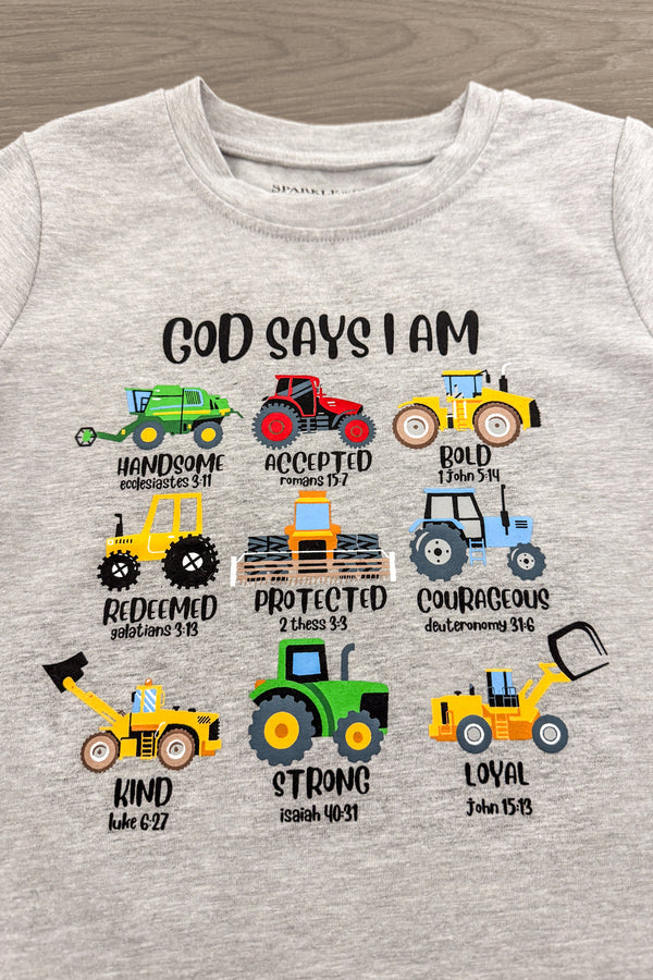 "God Says I am..." Gray Top | Sparkle in Pink