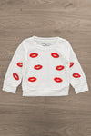 Mom & Me - White Sequin Lipstick Kiss Top | Sparkle in Pink