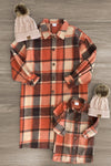 Mom & Me - Orange Flannel Button Down Shacket - Sparkle in Pink