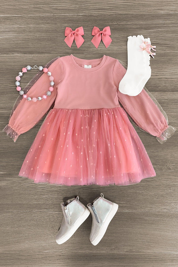 Pink Tulle Glitter Dress - Sparkle in Pink