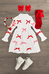 Red & Pink Bow Sweater Dress | Sparkle in Pink