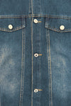 Mom & Me - Pink Hooded Denim Jacket - CHILD-6-12 Months - Blue denim jacket with front button closure and two chest pockets with flaps and buttons.