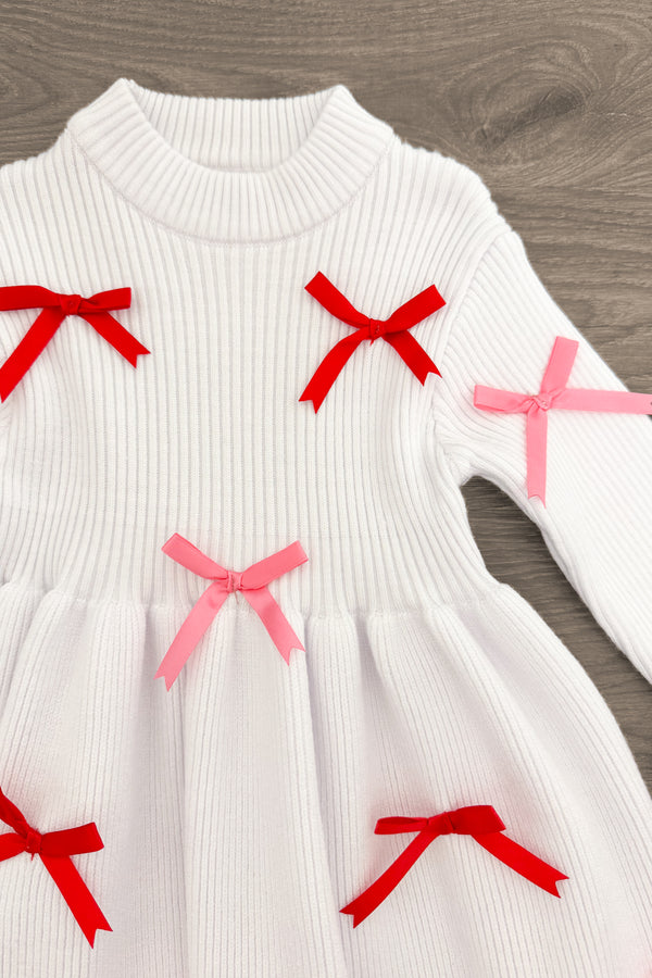 Red & Pink Bow Sweater Dress | Sparkle in Pink