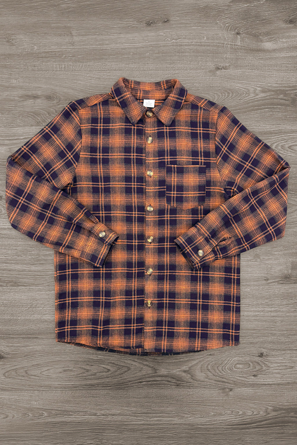 Family Navy & Rust Plaid Dress & Shirt - DAD-XS-FAMILY - Long-sleeve button-up shirt with navy and rust plaid pattern, cotton fabric, classic collar.