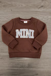 Mom & Me - "Mama & Mini" Camo Sweatshirt - CHILD-6-12 Months - Brown camo-print "MINI" sweatshirt with long sleeves and ribbed cuffs for toddlers.