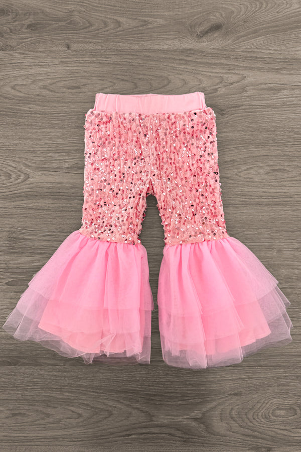 "Sweet Heart" Pink Sequin Bell Bottom Set | Sparkle in Pink