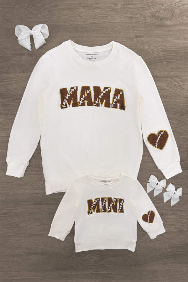 Mom & Me - "Mama & Mini" Football Chenille Patch Top | Sparkle in Pink
