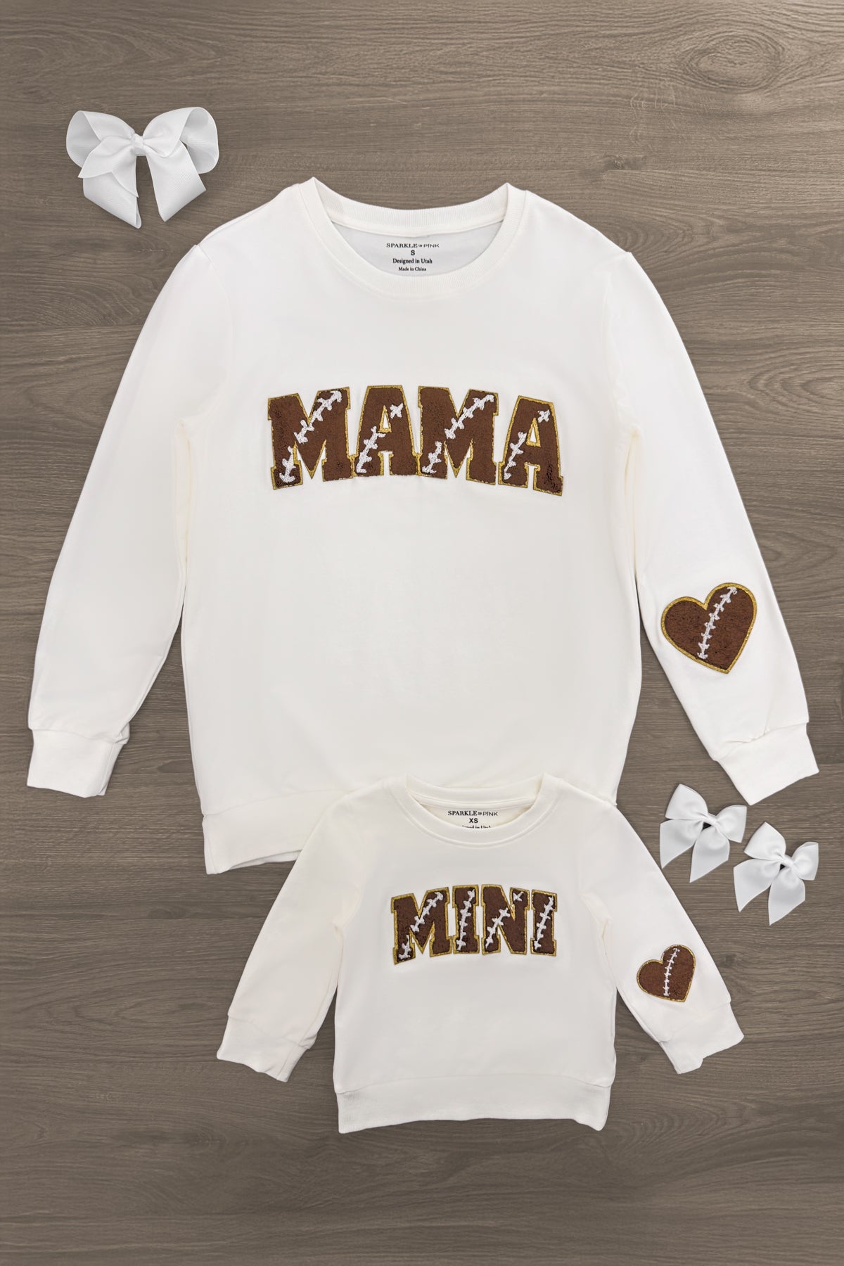 Mom & Me - "Mama & Mini" Football Chenille Patch Top