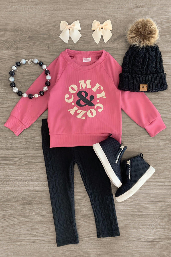 "Comfy & Cozy" Mauve Knit Legging Set - Sparkle in Pink