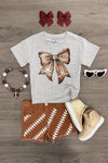 Bow Football Denim Short Set | Sparkle in Pink