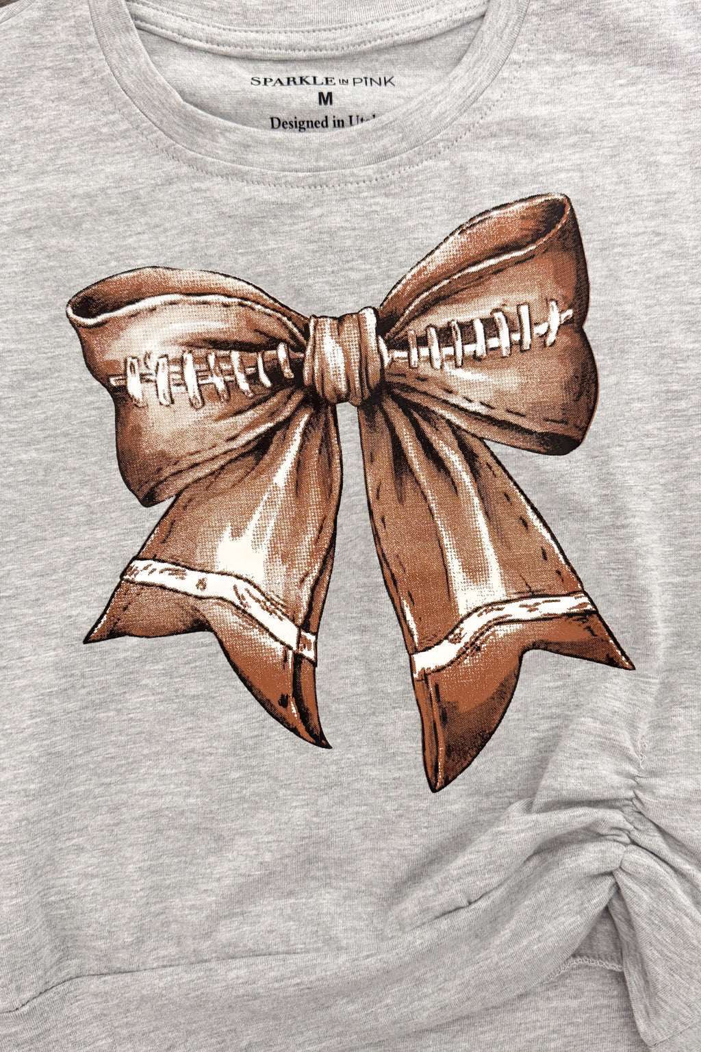 Bow Football Denim Short Set | Sparkle in Pink