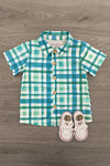 Green Gingham Button Down Top | Sparkle in Pink