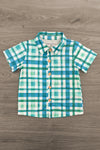 Green Gingham Button Down Top | Sparkle in Pink