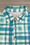 Green Gingham Button Down Top | Sparkle in Pink