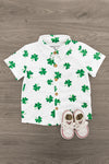 White Shamrock Button Down Top | Sparkle in Pink
