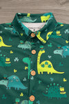 Lucky Green Dinosaur Button Down Top | Sparkle in Pink