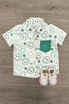 Lucky Smiley Face Button Down Top | Sparkle in Pink