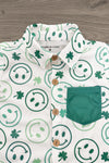 Lucky Smiley Face Button Down Top | Sparkle in Pink