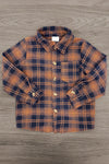 Family Navy & Rust Plaid Dress & Shirt - BOY-0-3 Months-FAMILY - Navy and rust plaid button-up long-sleeve shirt with a classic collar, made of soft fabric.