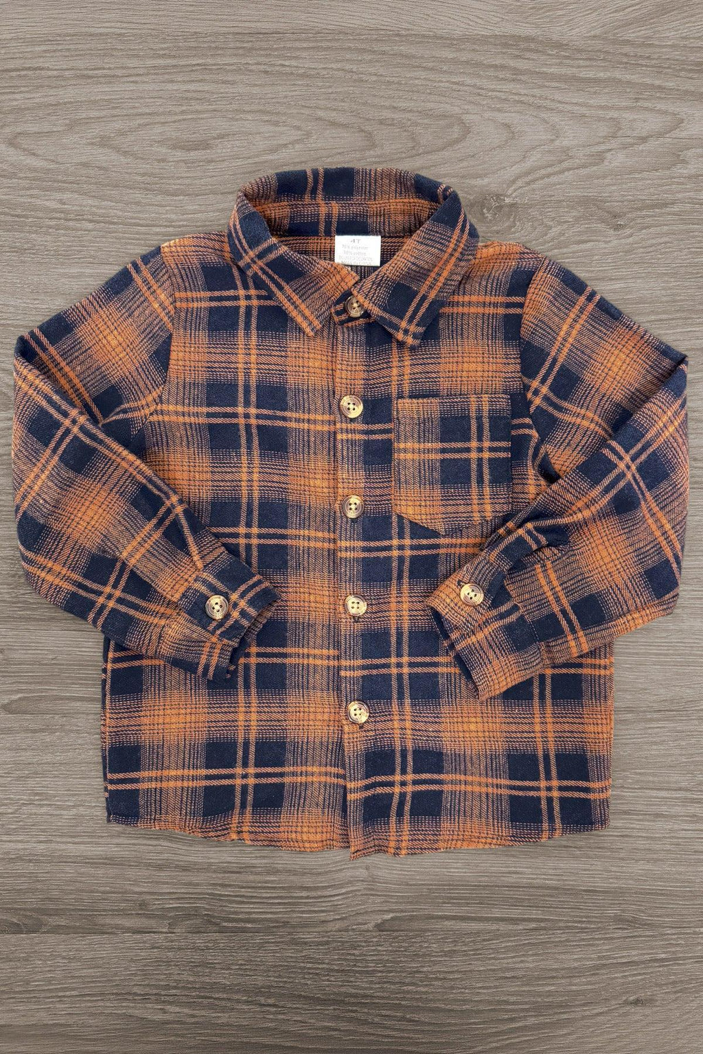 Family Navy & Rust Plaid Dress & Shirt - BOY-0-3 Months-FAMILY - Navy and rust plaid button-up long-sleeve shirt with a classic collar, made of soft fabric.
