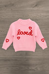 "Loved" Knit Sweater Bell Bottom Set | Sparkle in Pink