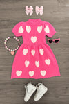 Hot Pink Pearl Heart Sweater Dress | Sparkle in Pink