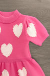 Hot Pink Pearl Heart Sweater Dress | Sparkle in Pink